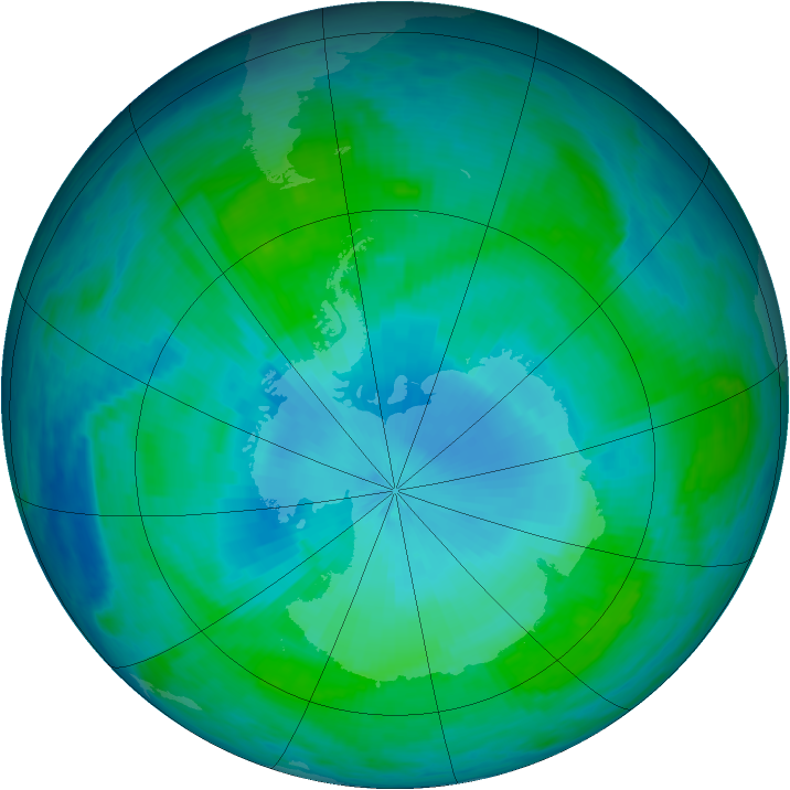 Antarctic ozone map for 29 January 1986